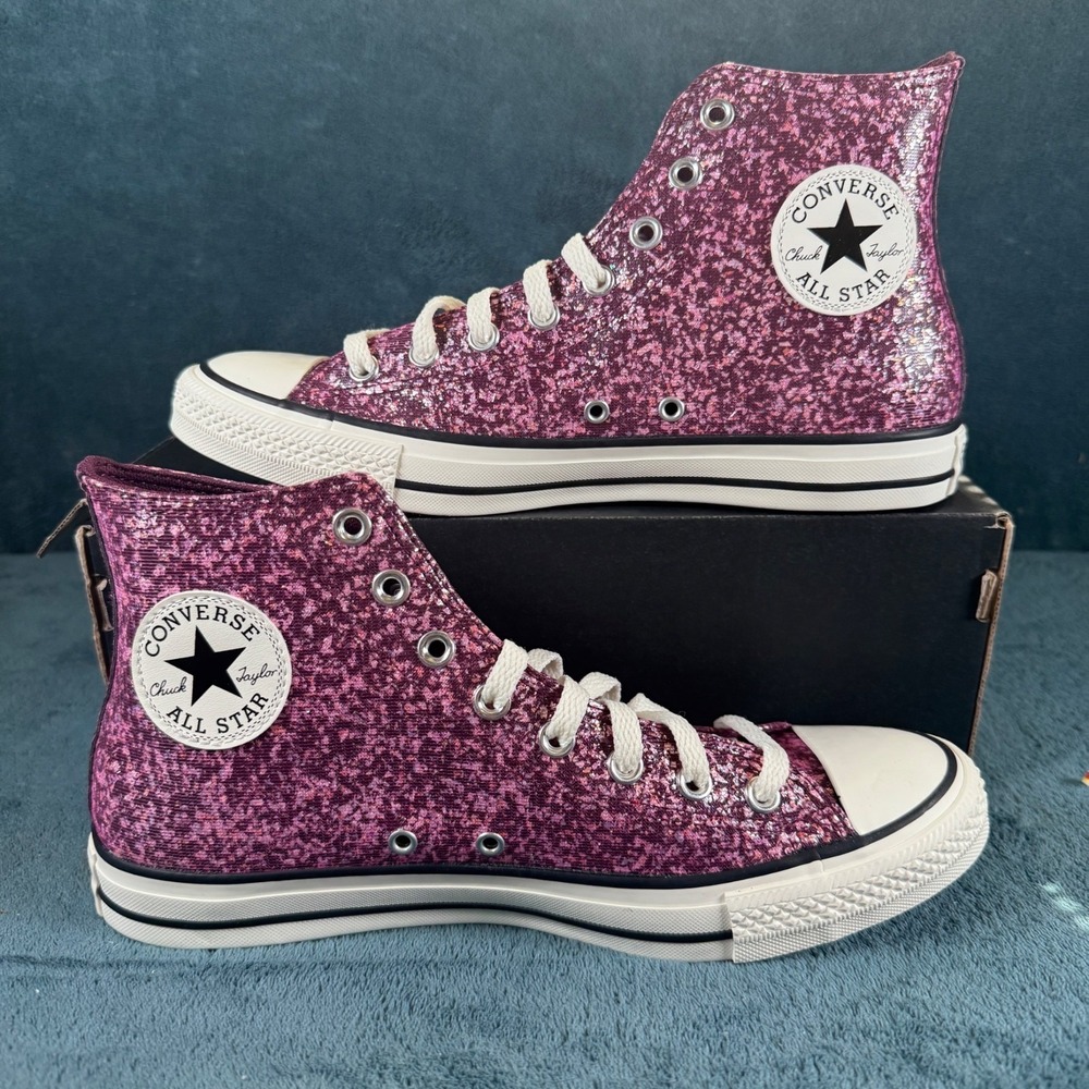Converse Womens Chuck Taylor All Star Purple‎ Hi-Top Glitter Sneakers Size 8